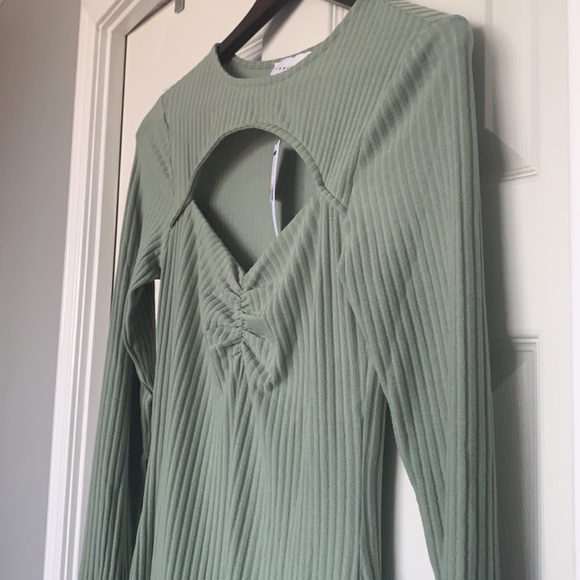 TOPSHOP | Ribbed Cutout Mini Dress Sz US 8 - Picture 6 of 7